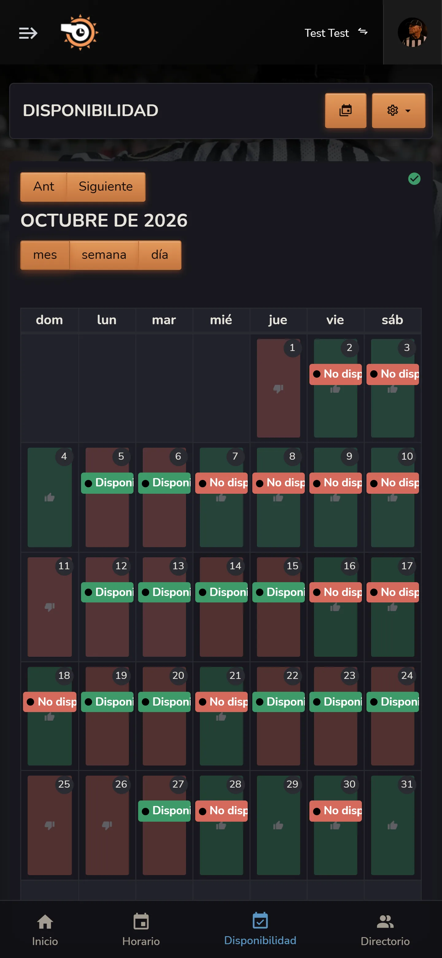 Calendario de disponibilidad móvil Horizon Staff Scheduler