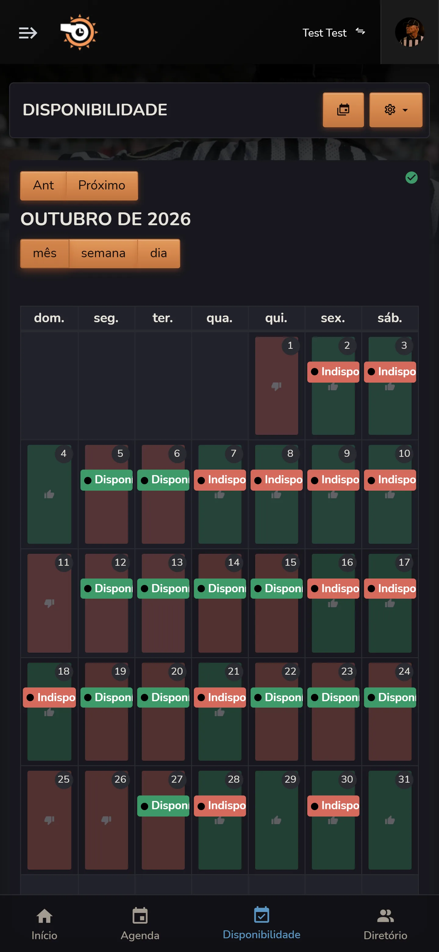 Calendário de disponibilidade móvel Horizon Staff Scheduler