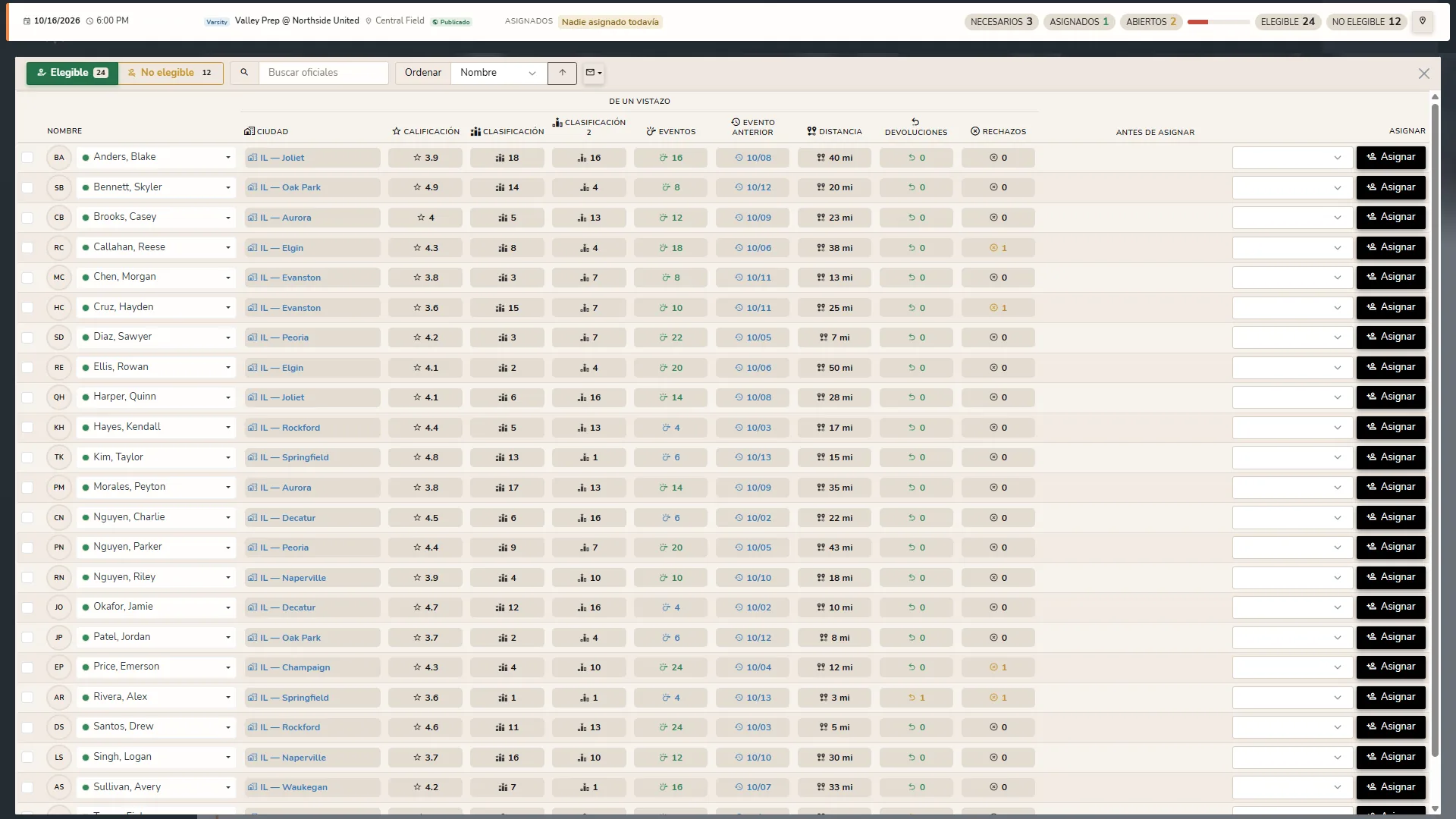 Ventana de programación de Horizon Staff Scheduler en modo claro