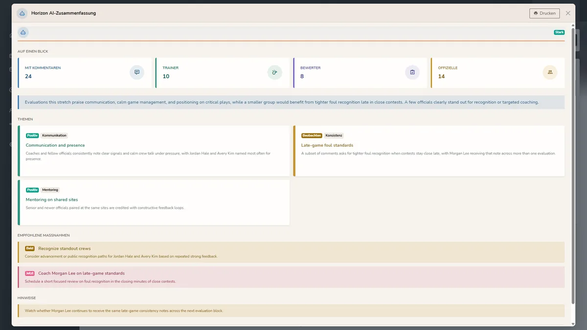 Horizon WebRef Bewertungen und Evaluationen im Hellmodus mit Horizon AI-Zusammenfassung